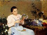Arranging Flowers For A Spring Bouquet by Victor Gabriel Gilbert